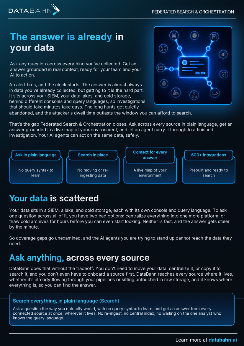Federated Search and Orchestration, DataBahn